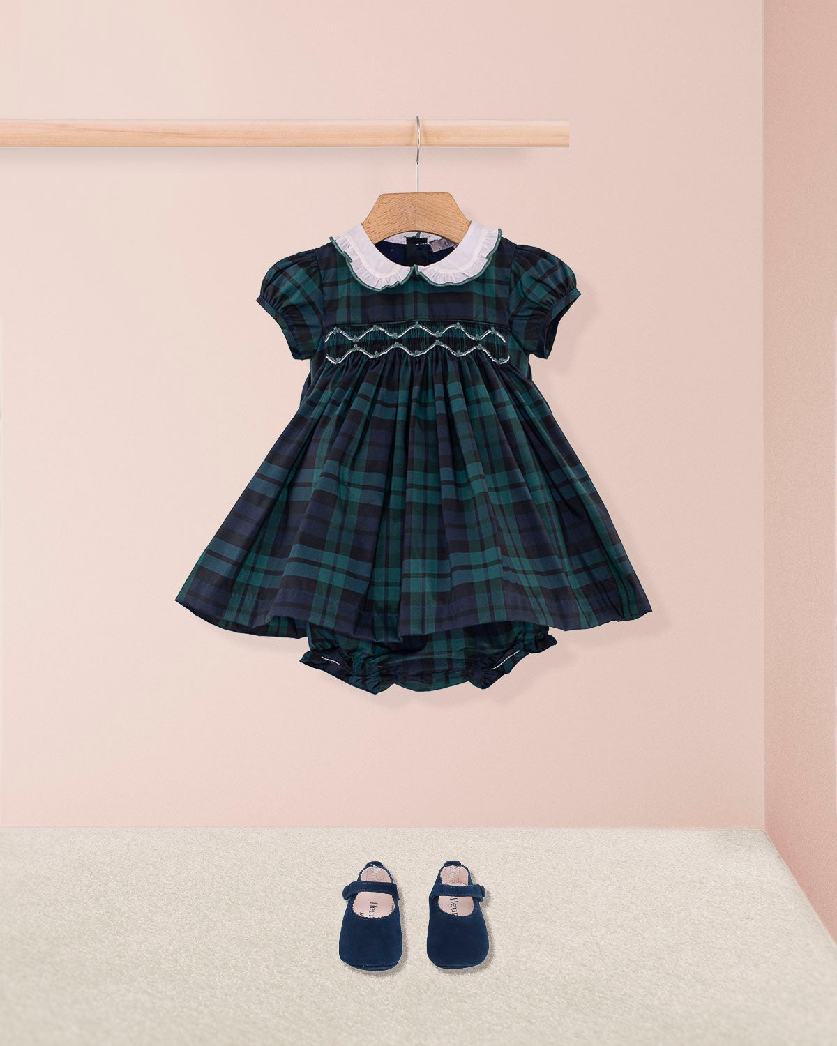 Baby Holiday Black Watch Plaid Smock Set Fleurisse by Spring Flowers Baby Holiday Black Watch Plaid Smock Set Fleurisse by Spring Flowers
