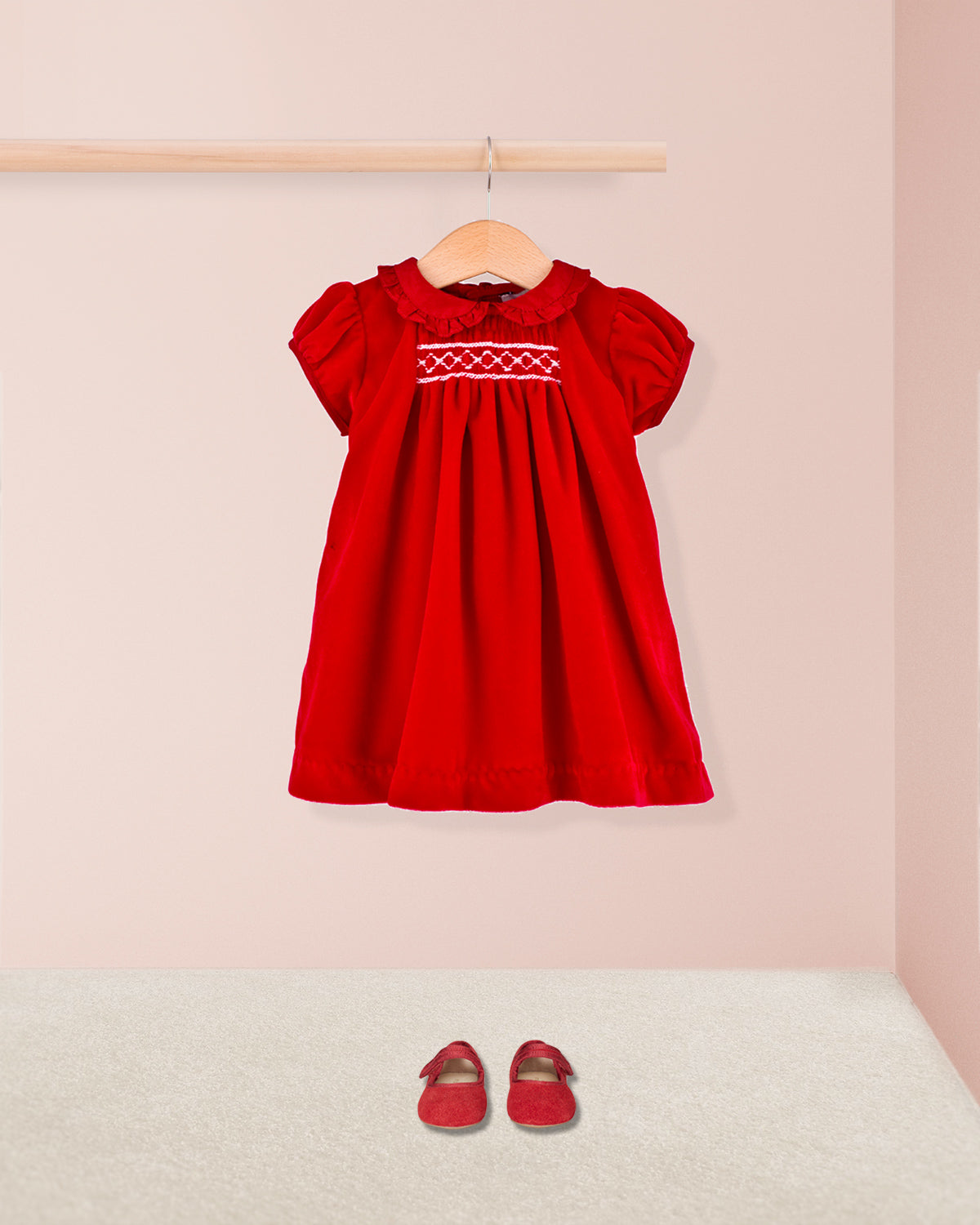 Baby Eveline Italian Red Velvet Dress Fleurisse by Spring Flowers Baby Eveline Italian Red Velvet Dress Fleurisse by Spring Flowers