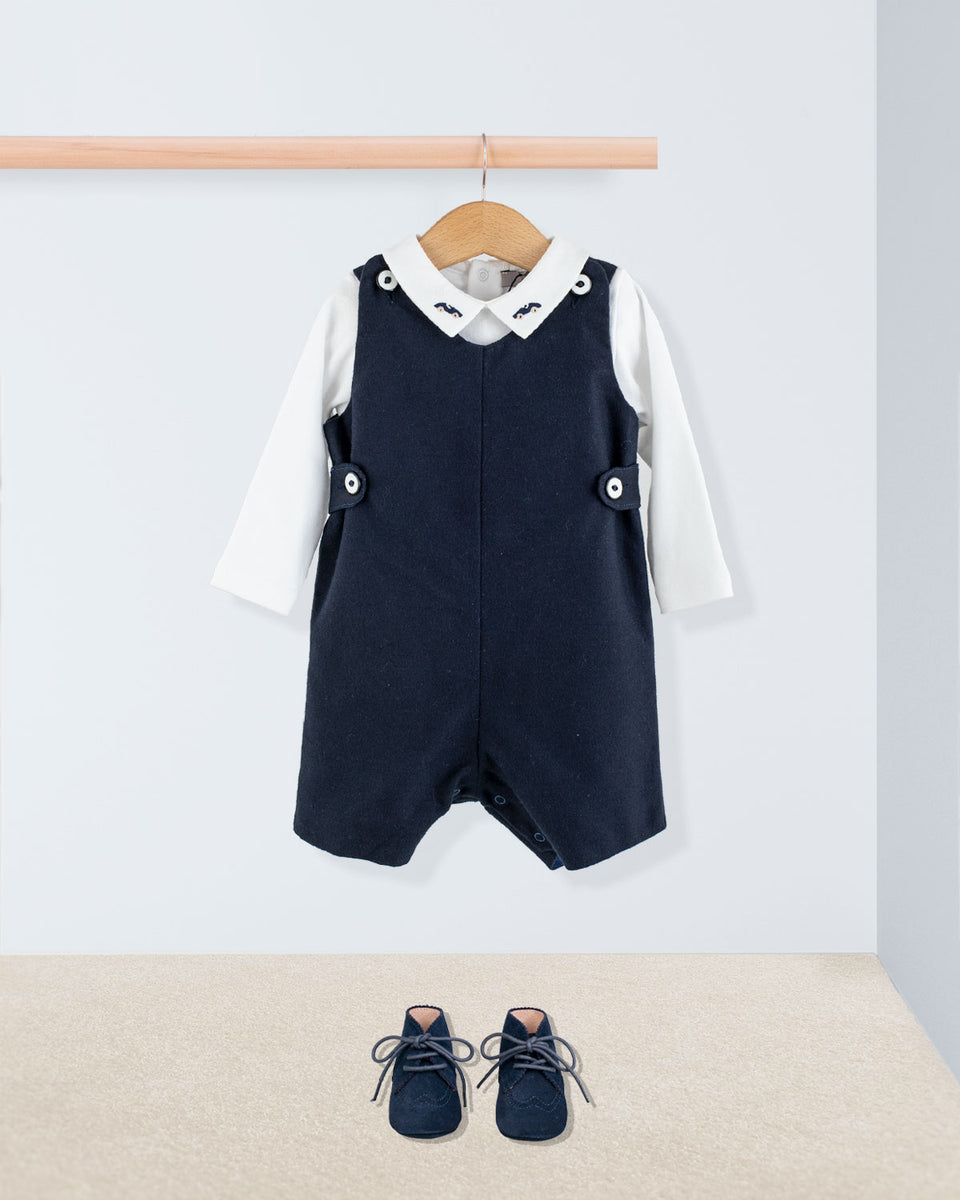 Kennedy Italian Navy Flannel Romper