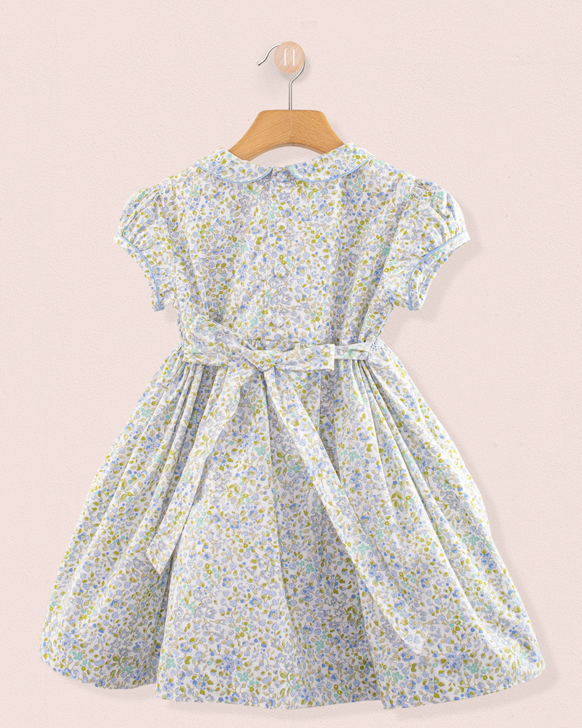 Amanda Monaco Blue Floral Smock - Smocked Dress