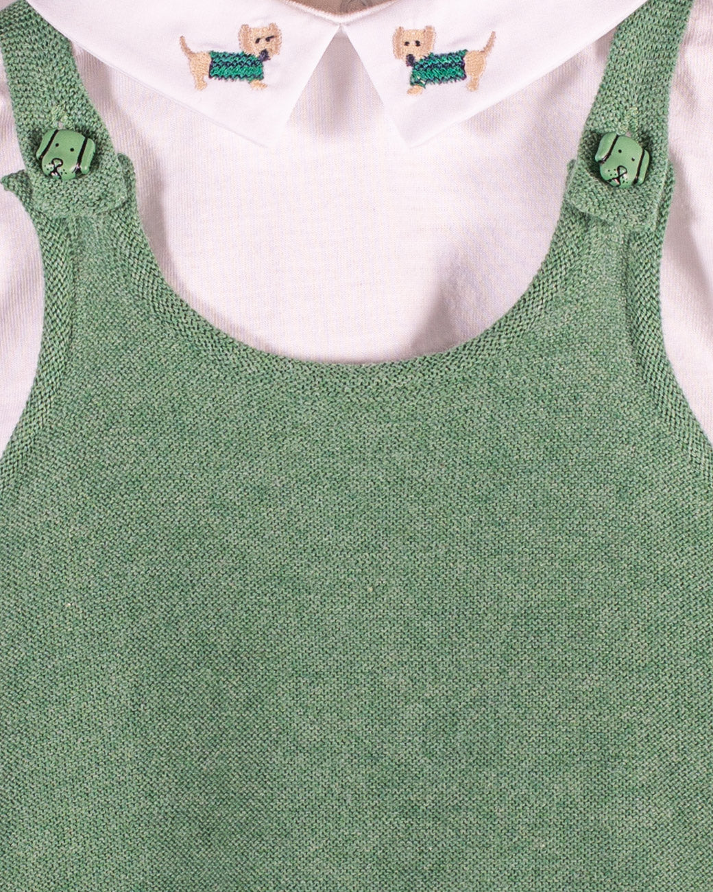 Aspen Sage Melange Cotton Knit Overall - Romper