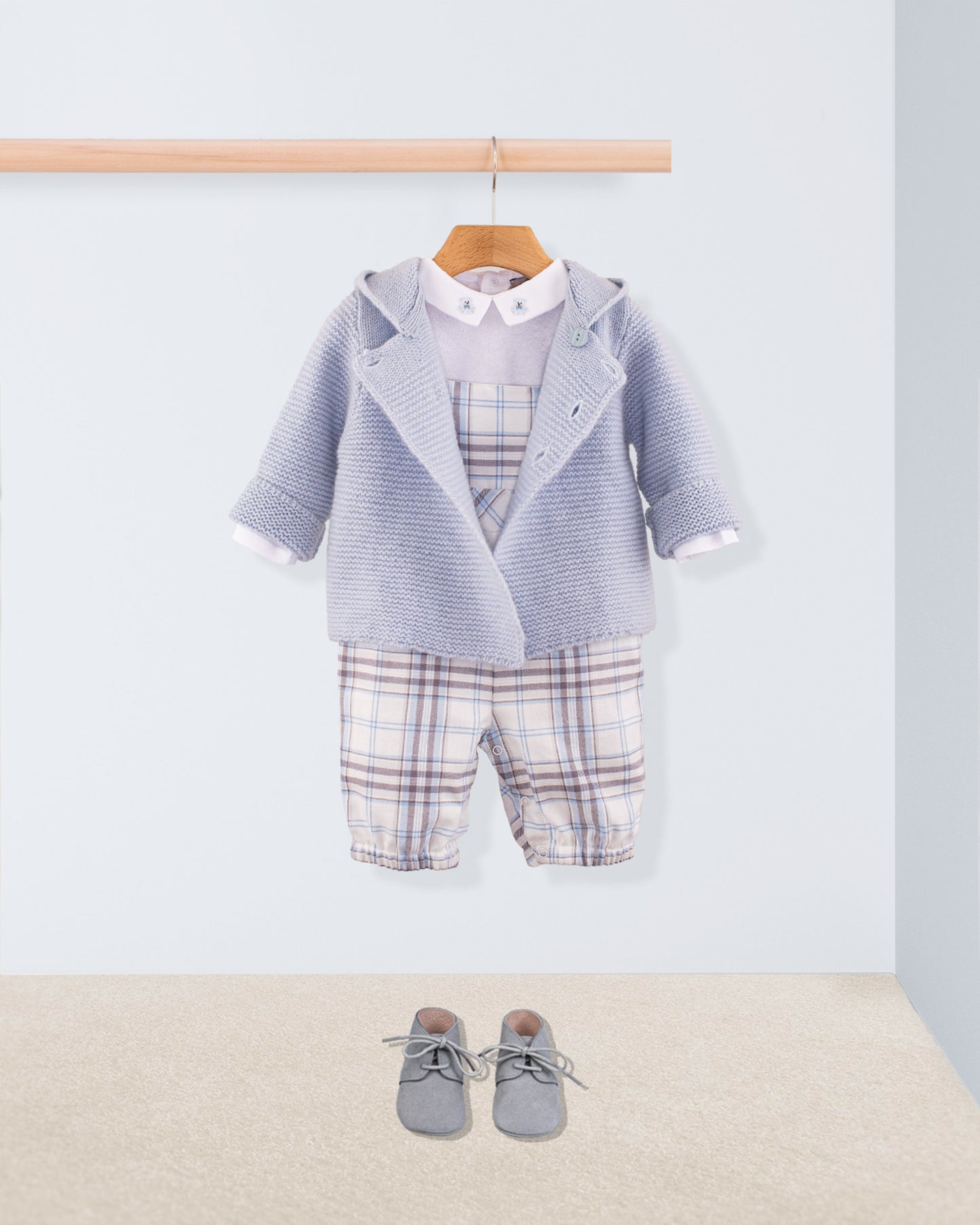 Bear Italian Blue Plaid Shortall - Romper