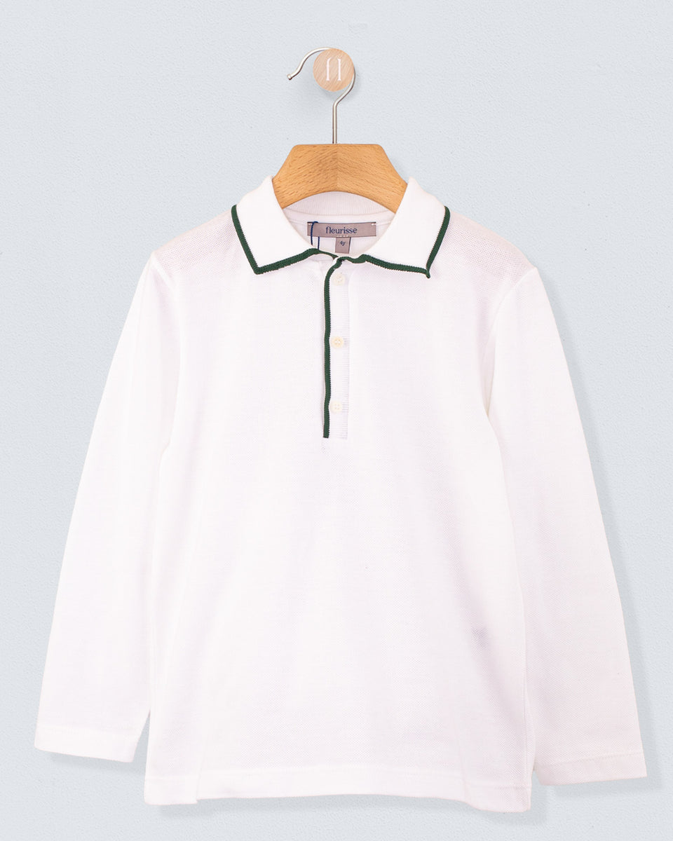 Polo Shirt Long Sleeve Hunter Trim Pique