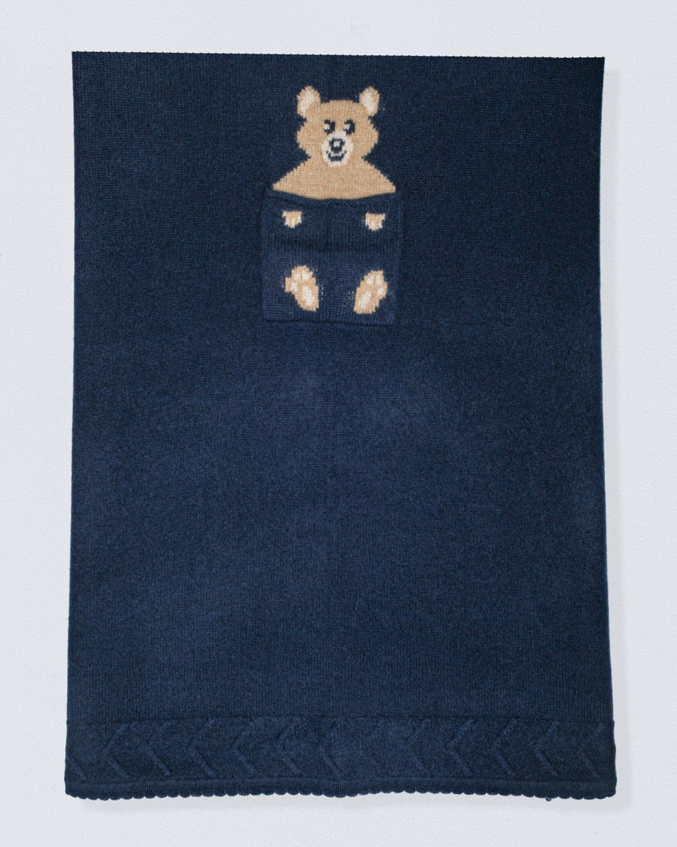 Bear Navy Cashmere Blanket