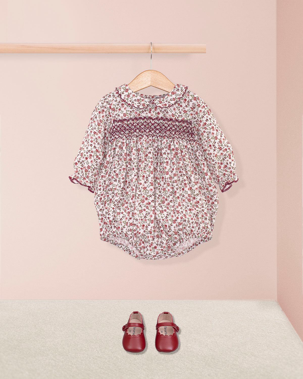 Beatrice Small Burgundy Floral Bubble - Romper