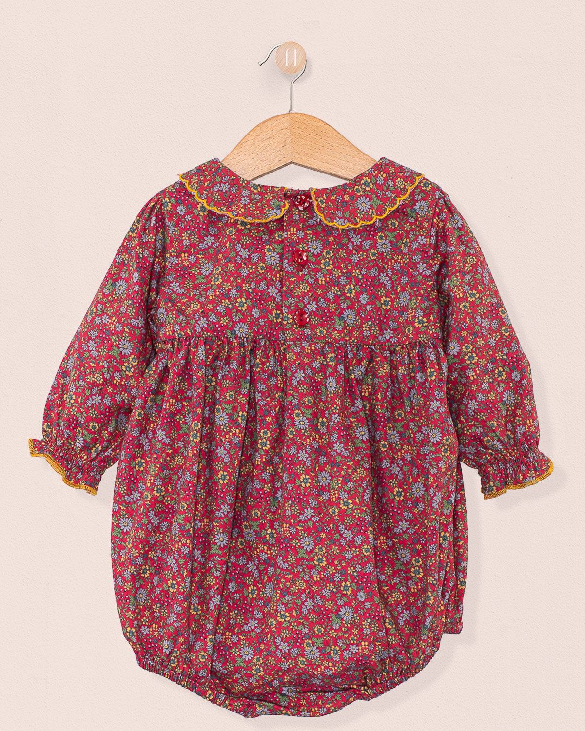 Beatrice Mini Red Floral Bubble - Romper