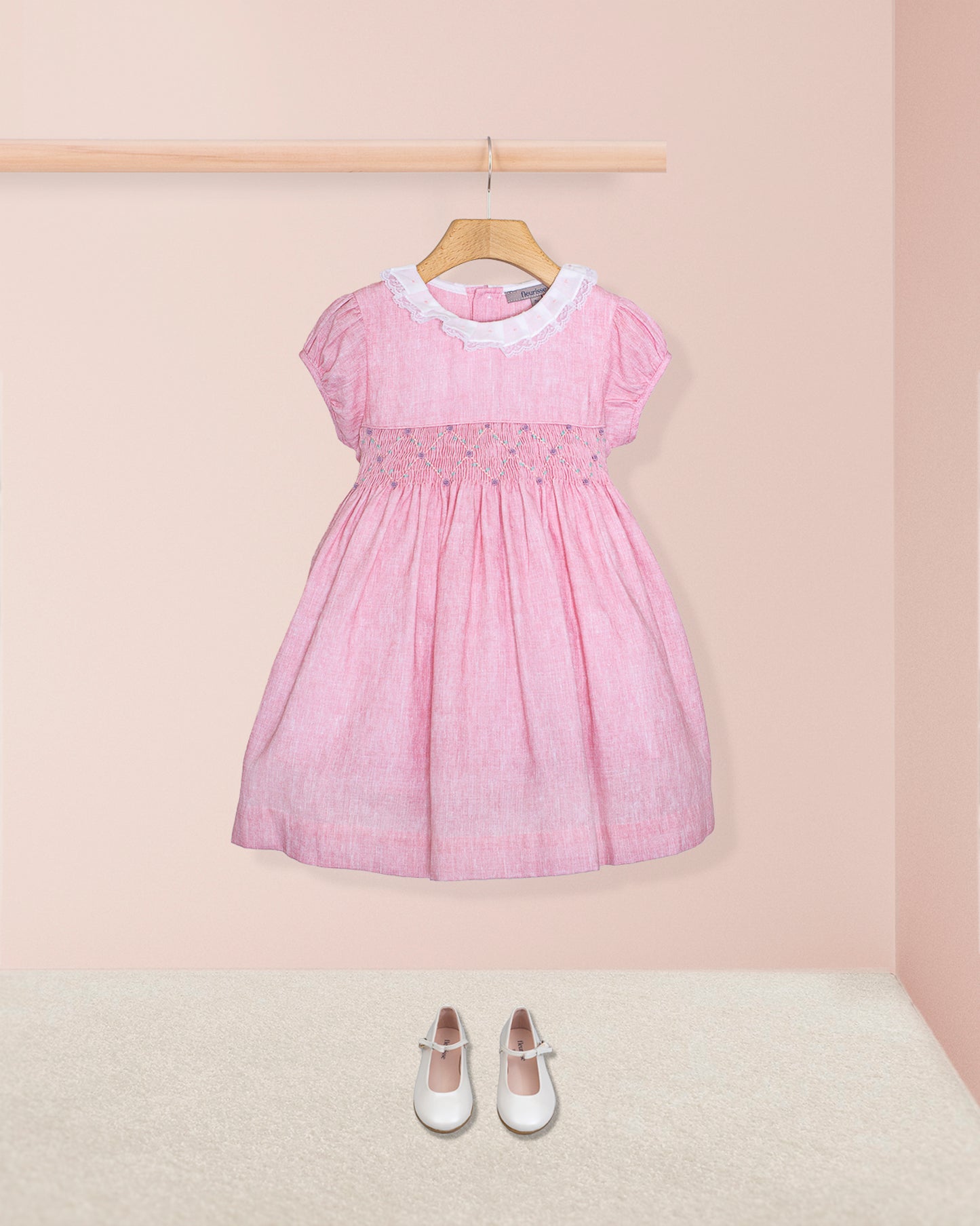 Bella Italian Pink Linen Smock - Smocked Dress
