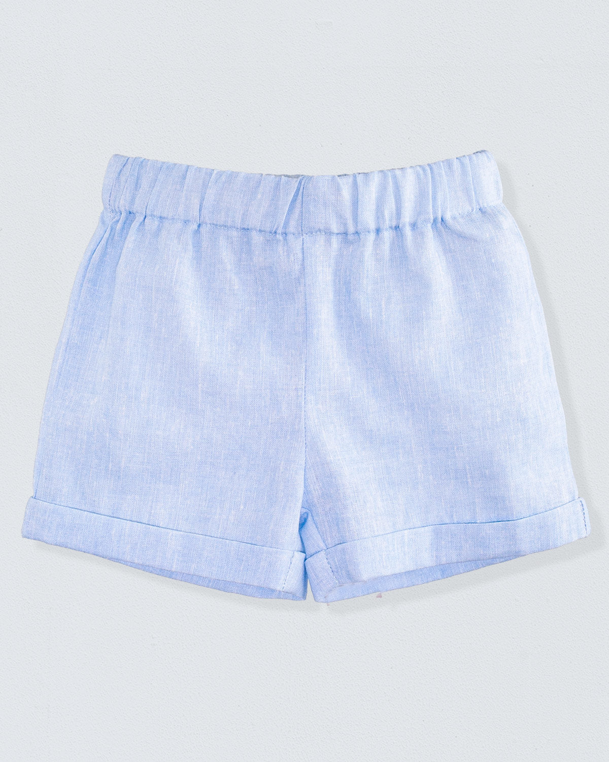 Cuff Short Italian Pastel Blue Linen - Pant