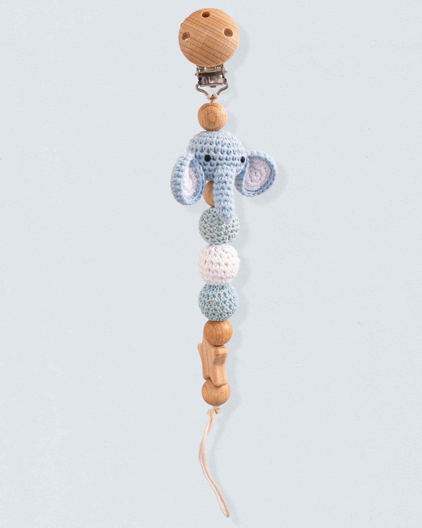 Elephant Crochet Pacifier Clip - Layette