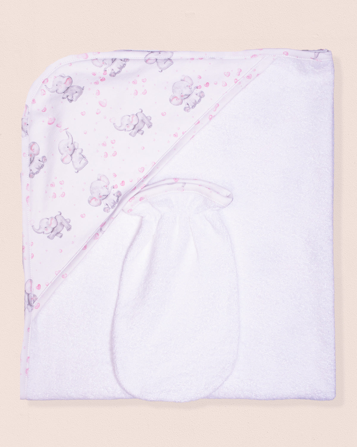 Pima Pink Elephants Towel - Layette