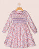 Fiorella Small Bouquet Pink Twill Smocked Dress
