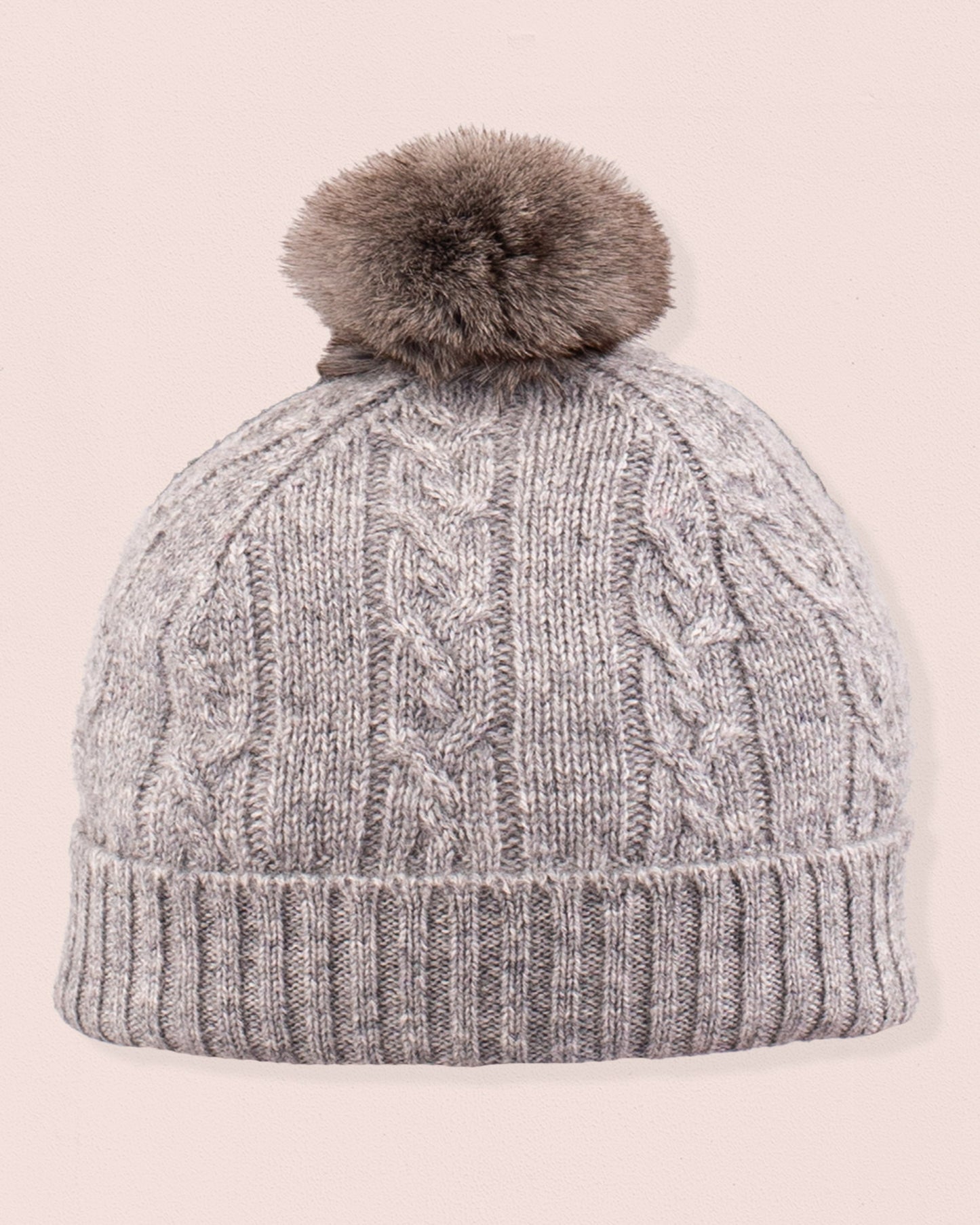 Cashmere Grey Fur Pom-Pom Hat - Hat