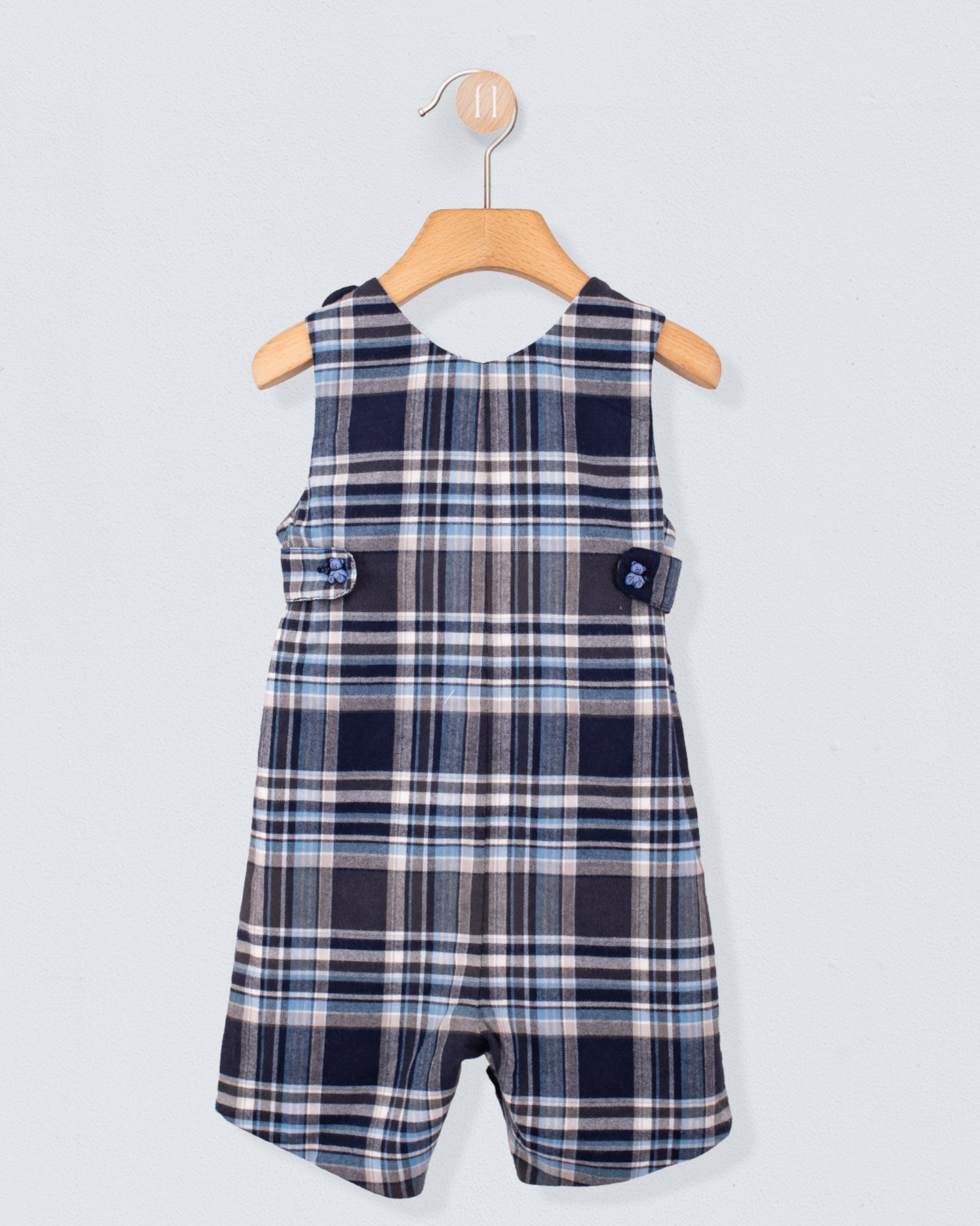 Kennedy Italian Navy Plaid Flannel Romper - Romper