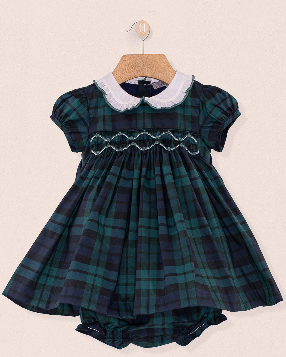 Baby Holiday Black Watch Plaid Smock Mini Dress Set