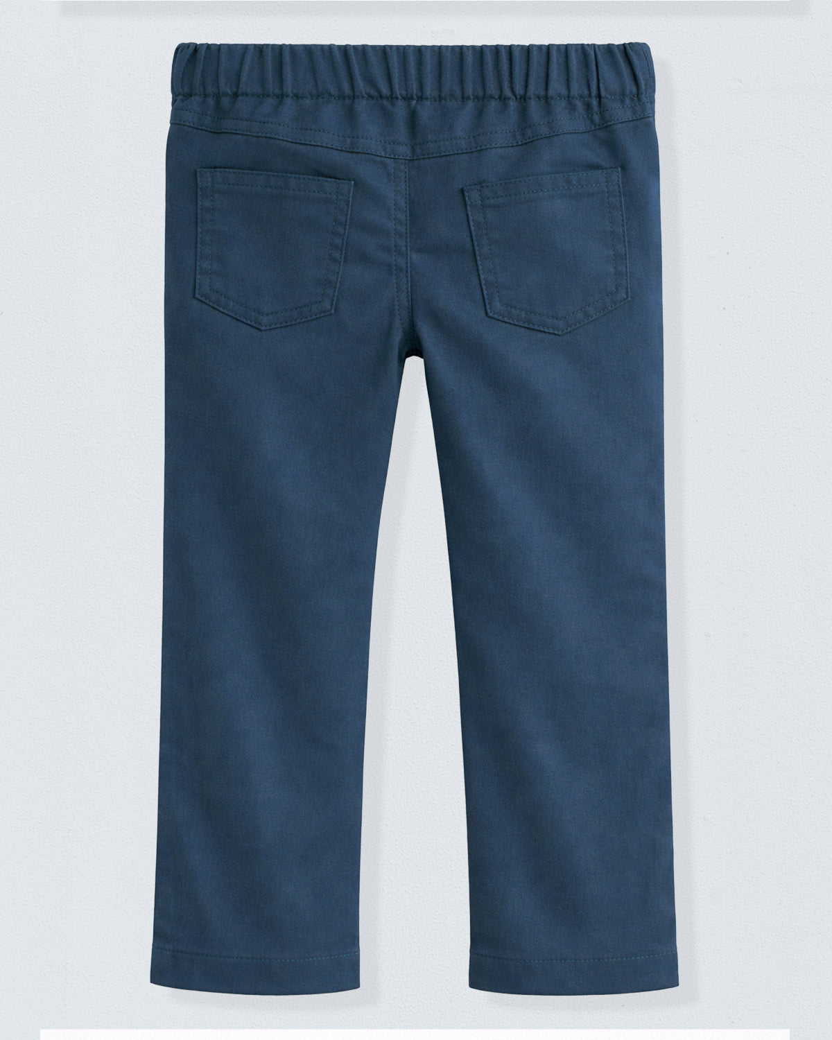 Back view of blue pants on a white background