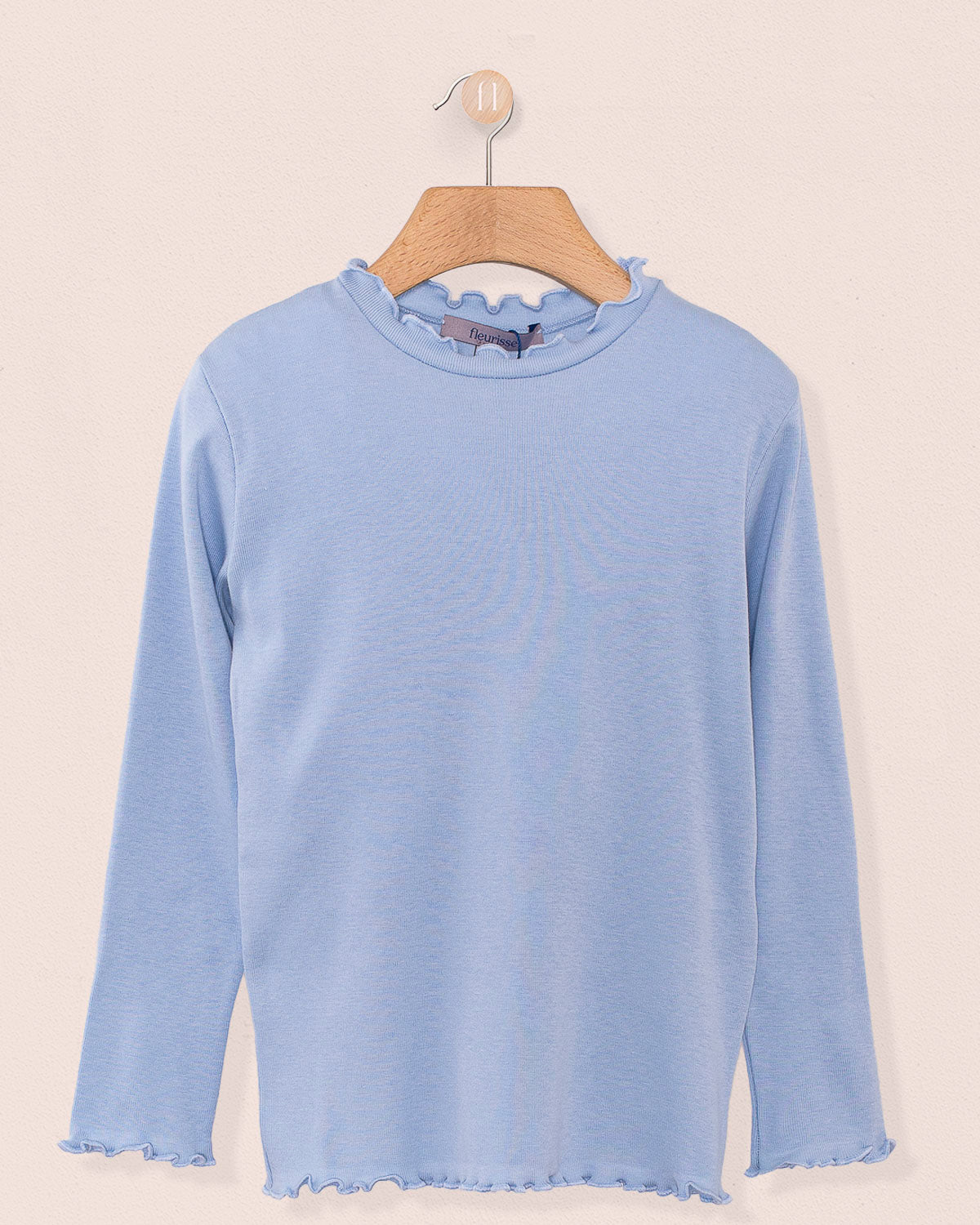 Mock Neck Italian Brushed Cotton Shirt Light Blue - Jersey