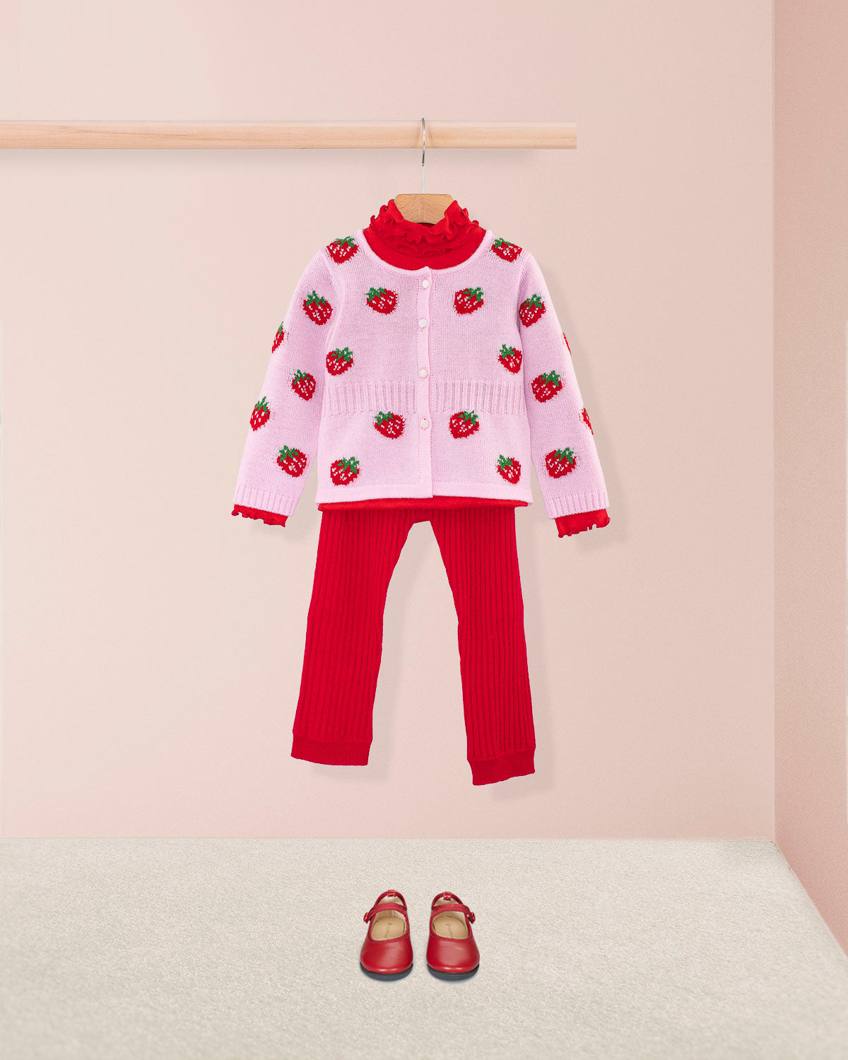Madeleine Strawberry Wool Cardigan - Cardigan
