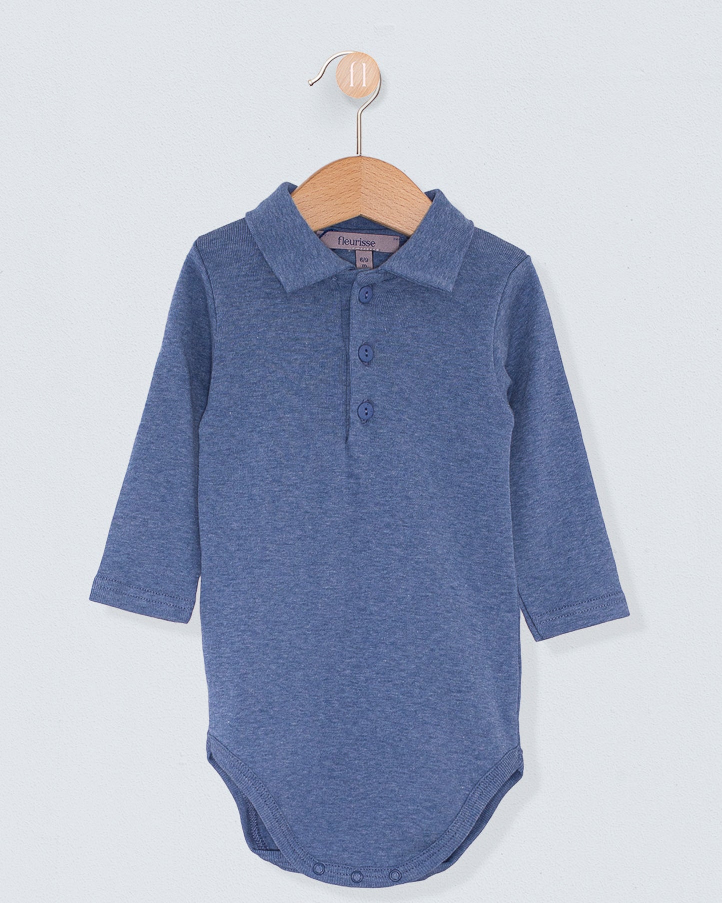 Marcelo Italian Brushed Blue Melange Polo Onesie - Onesie