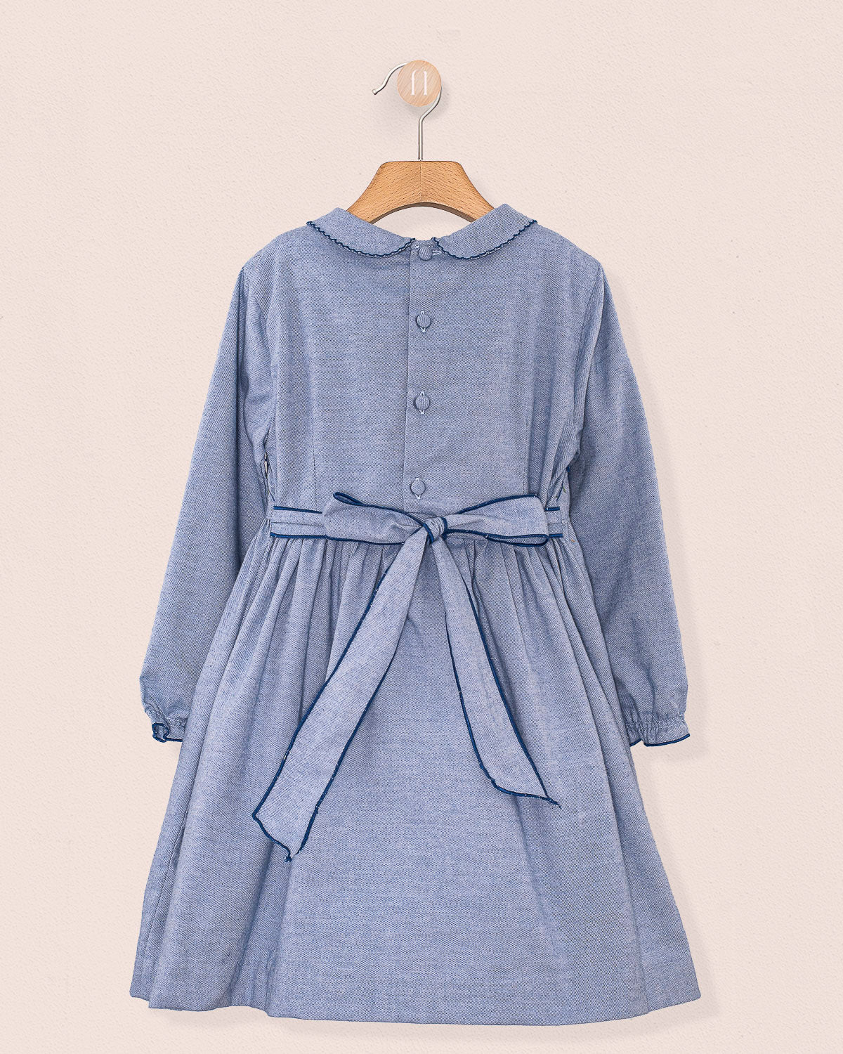 Nikola Blue Flannel Embroidered Dress - Dress