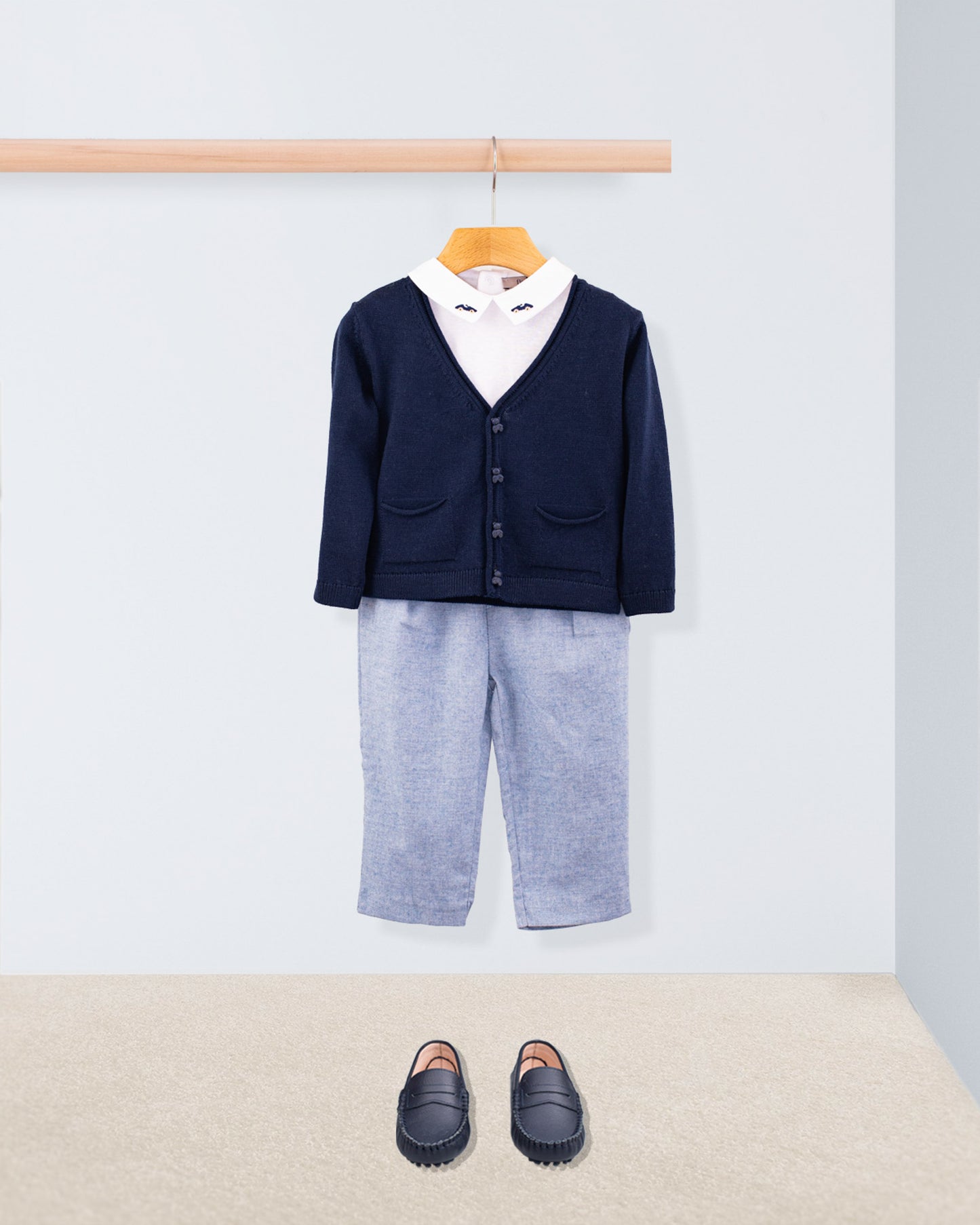 Peter Navy Wool Bear Cardigan - Sweater