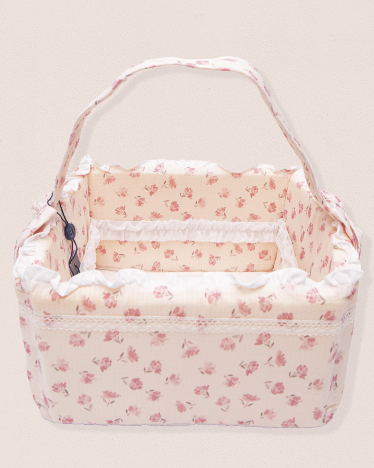 Pink Versailles Rose Octuose Handle Basket - Layette