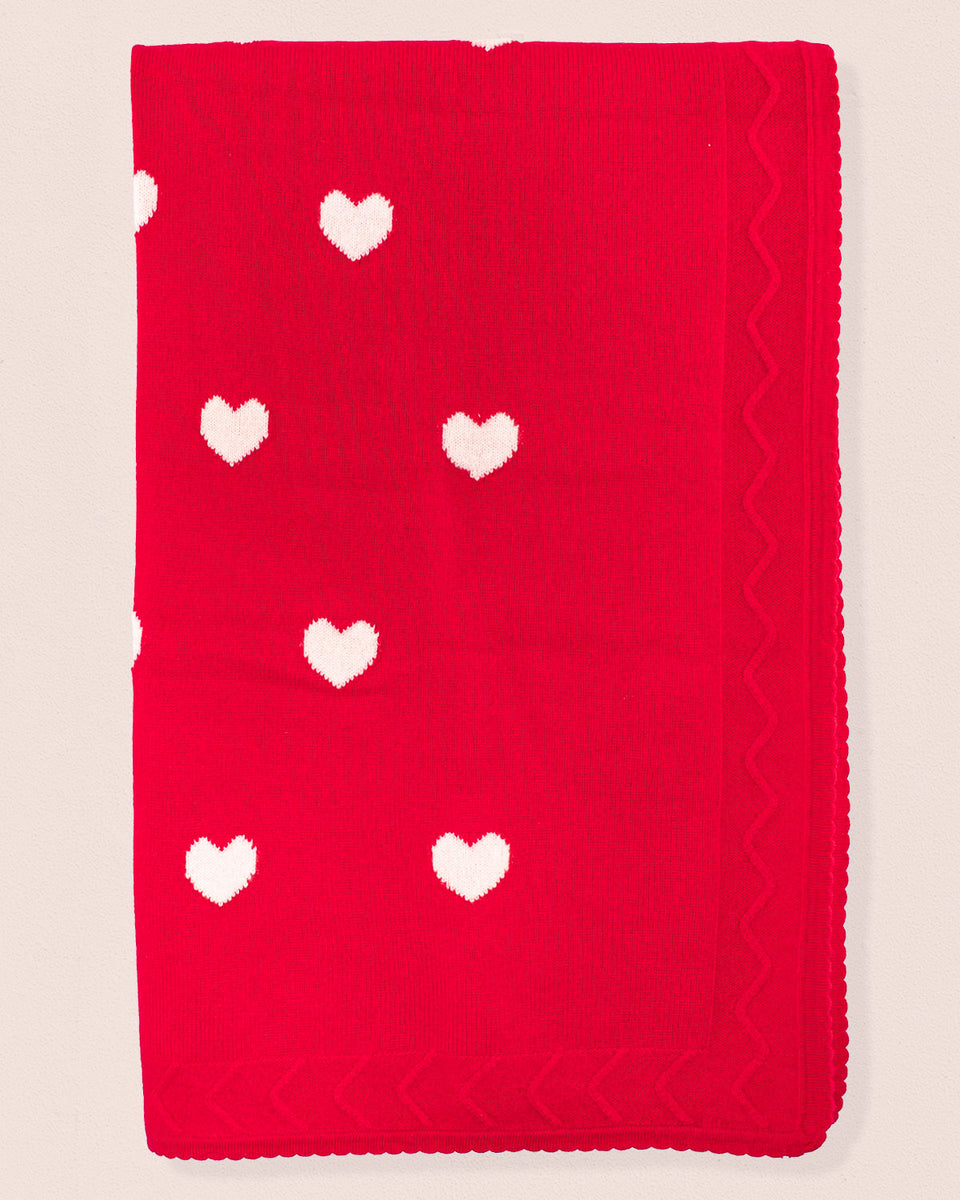 Hearts Red Cashmere Blanket