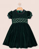 Victoire Green Velvet Smocked Dress