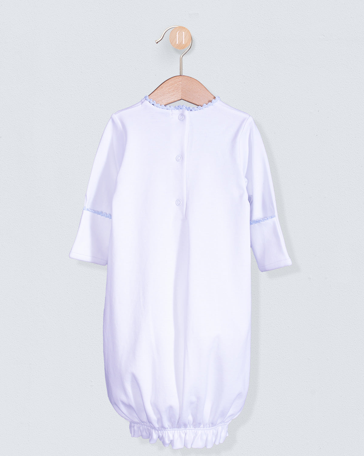 Bris Pima White Star of David Gown and Hat Set - Stretchie