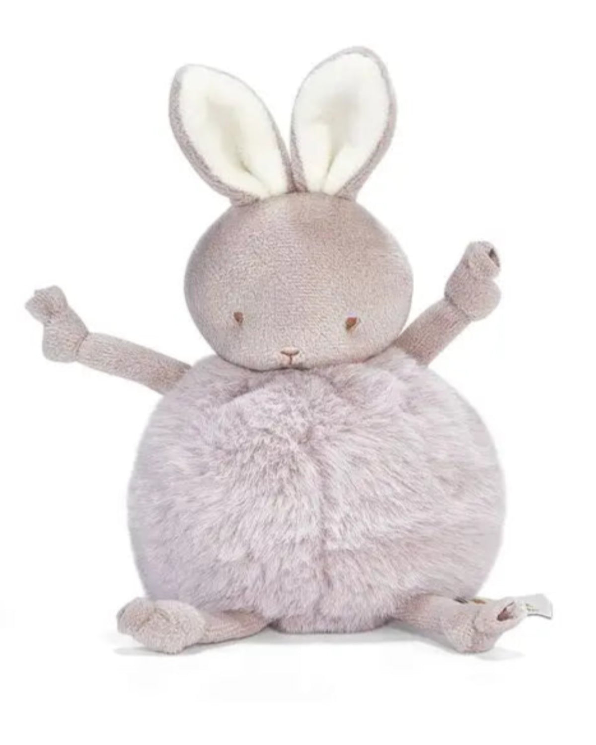 Plush toy rabbit with a fluffy body on a white background