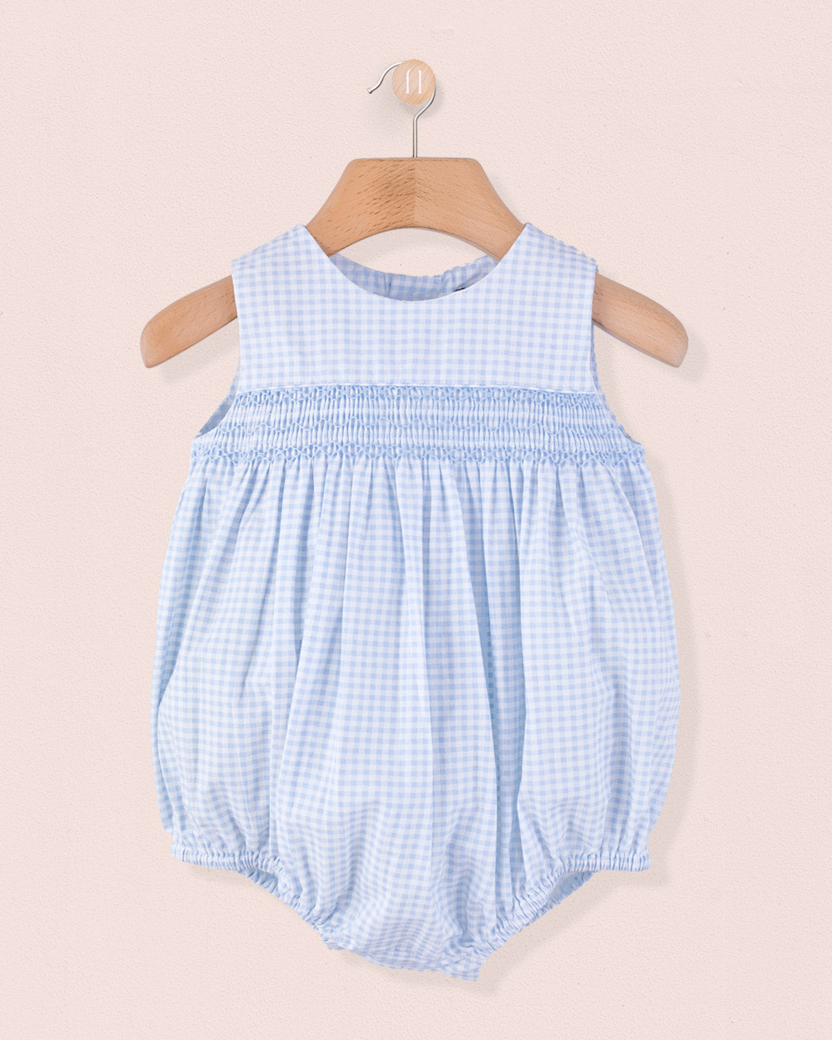 Kensington Pastel Blue Gingham Smocked Romper - Romper