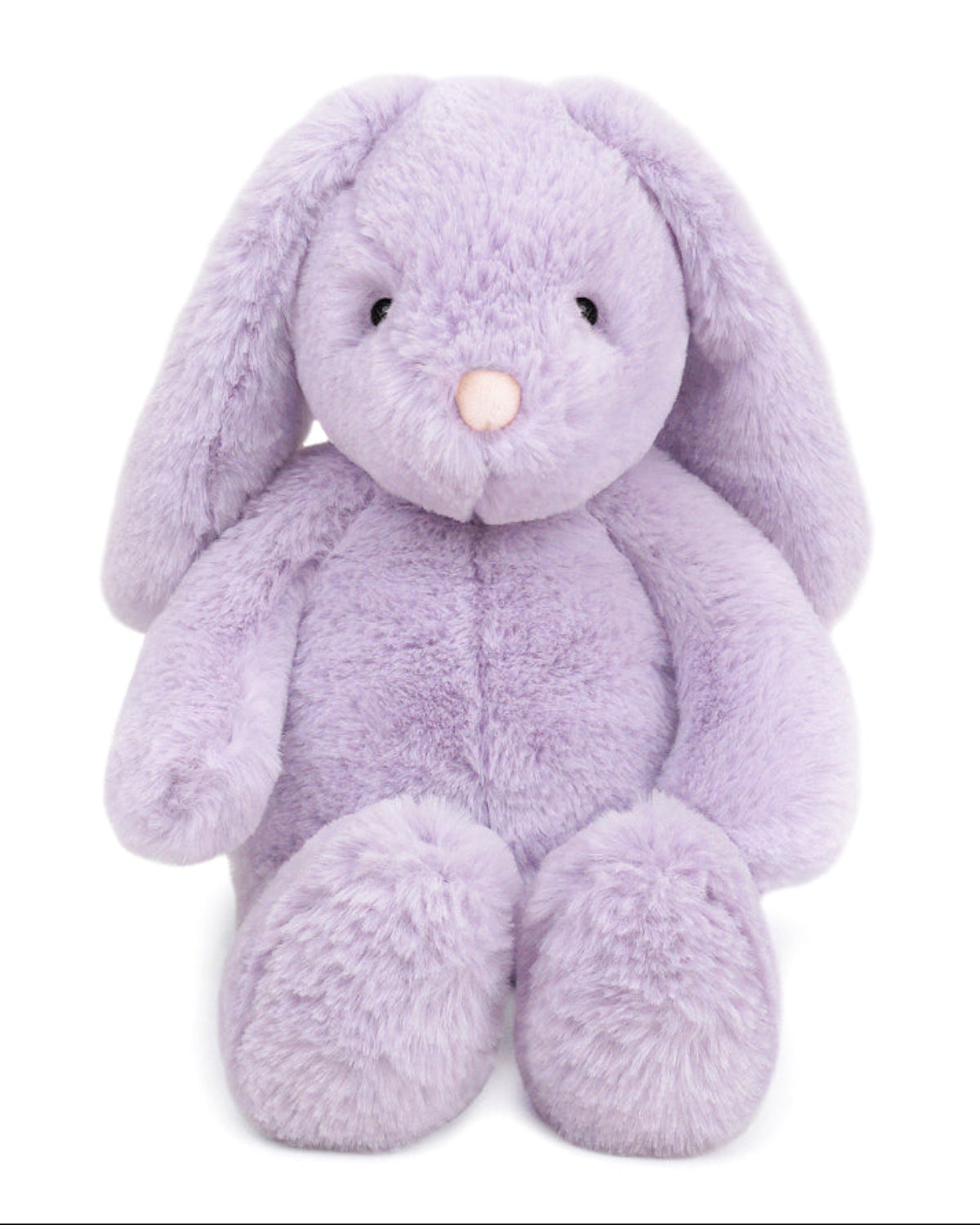 Purple plush bunny toy on a white background