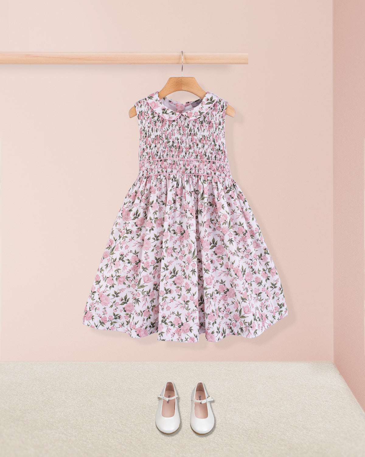 Valentine French Blush Rosebud Smock - Smocked Dress