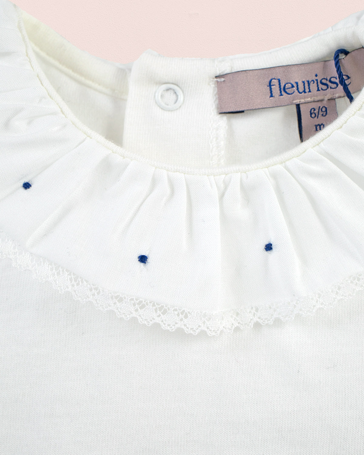 Ines ruffle Onesie Embroidered Navy Dots - Onesie