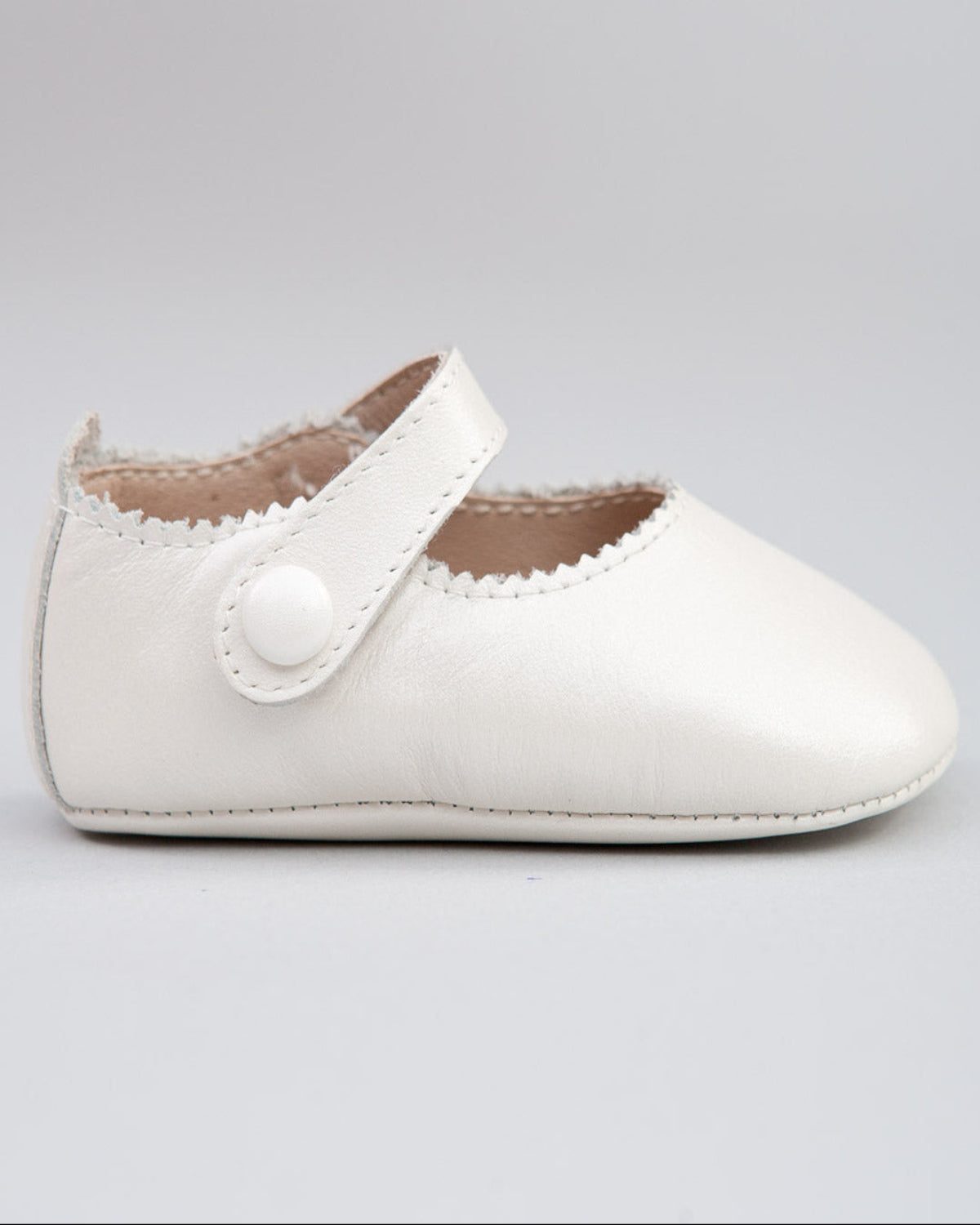 Eloise Cream Leather Crib Shoe - Shoe