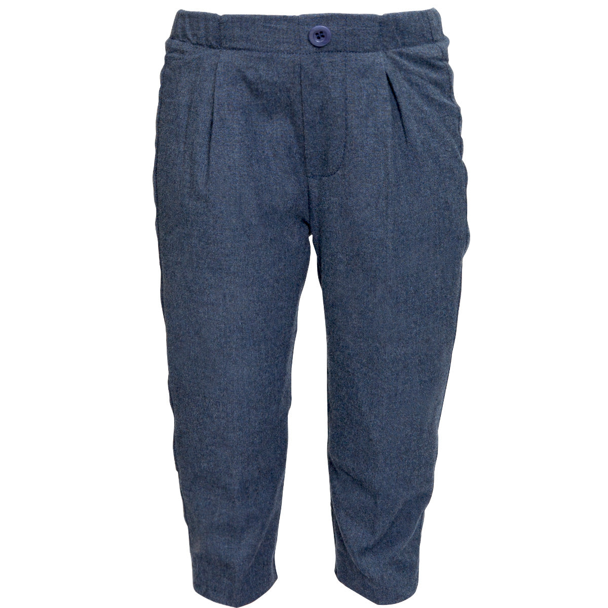 Roma Blue Melange Cotton Flannel Pant - Pant