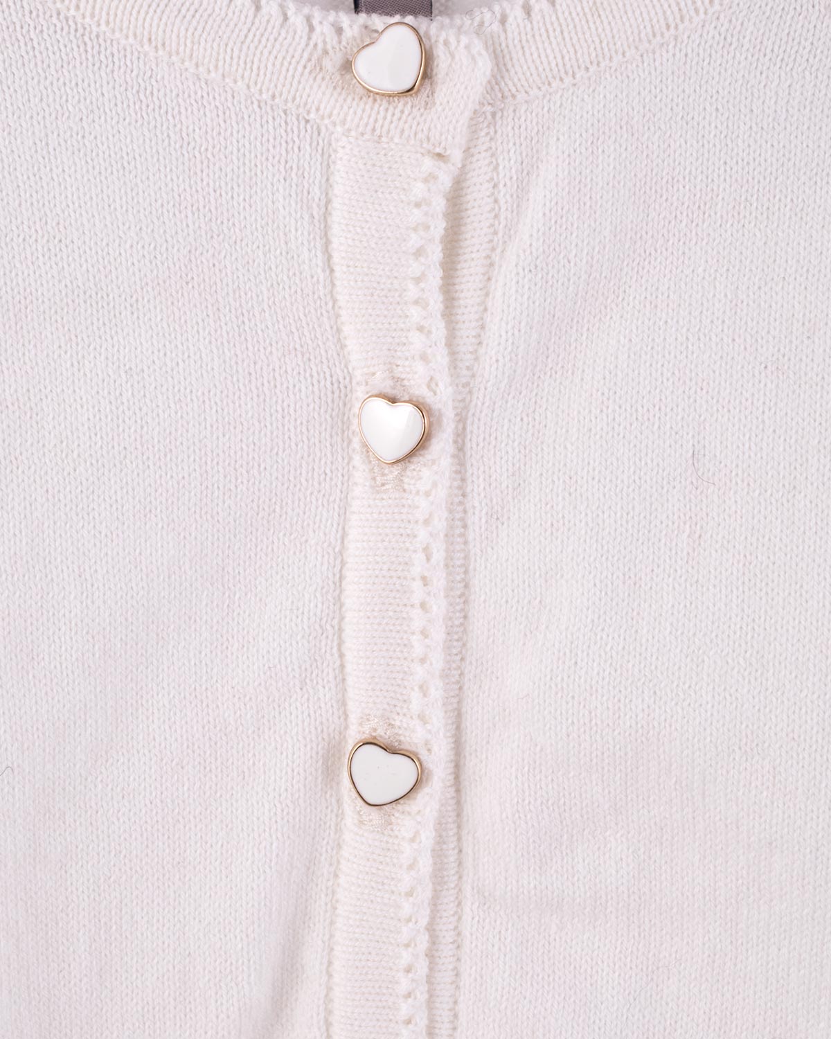 Betsy Antique White Cardigan with Heart Buttons - Sweater
