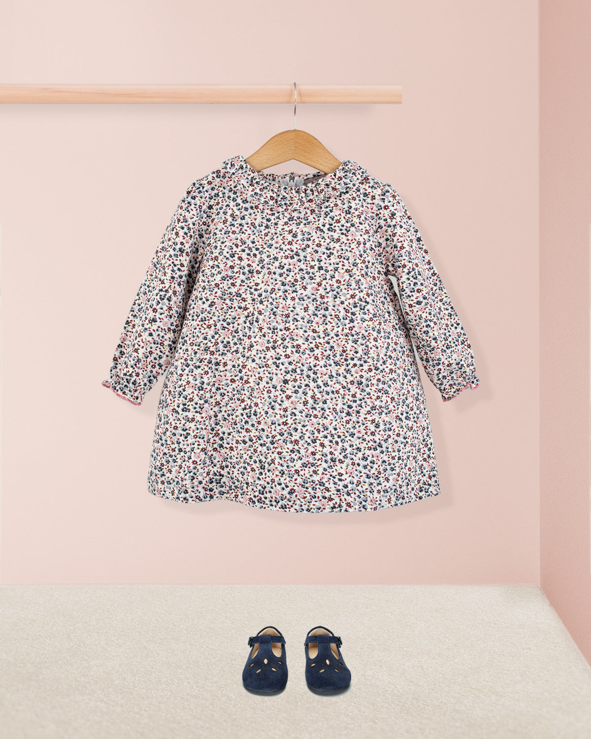 Rose Belina Grey Floral A-Line Dress - Baby Dress