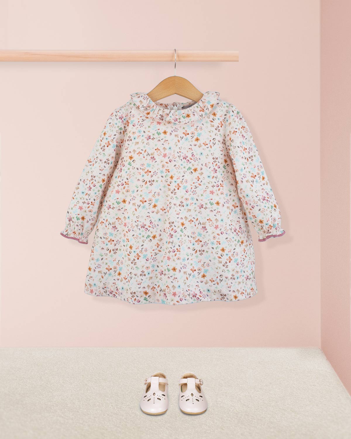 Rose Pink Falling Leaves A-Line Dress - Baby Dress