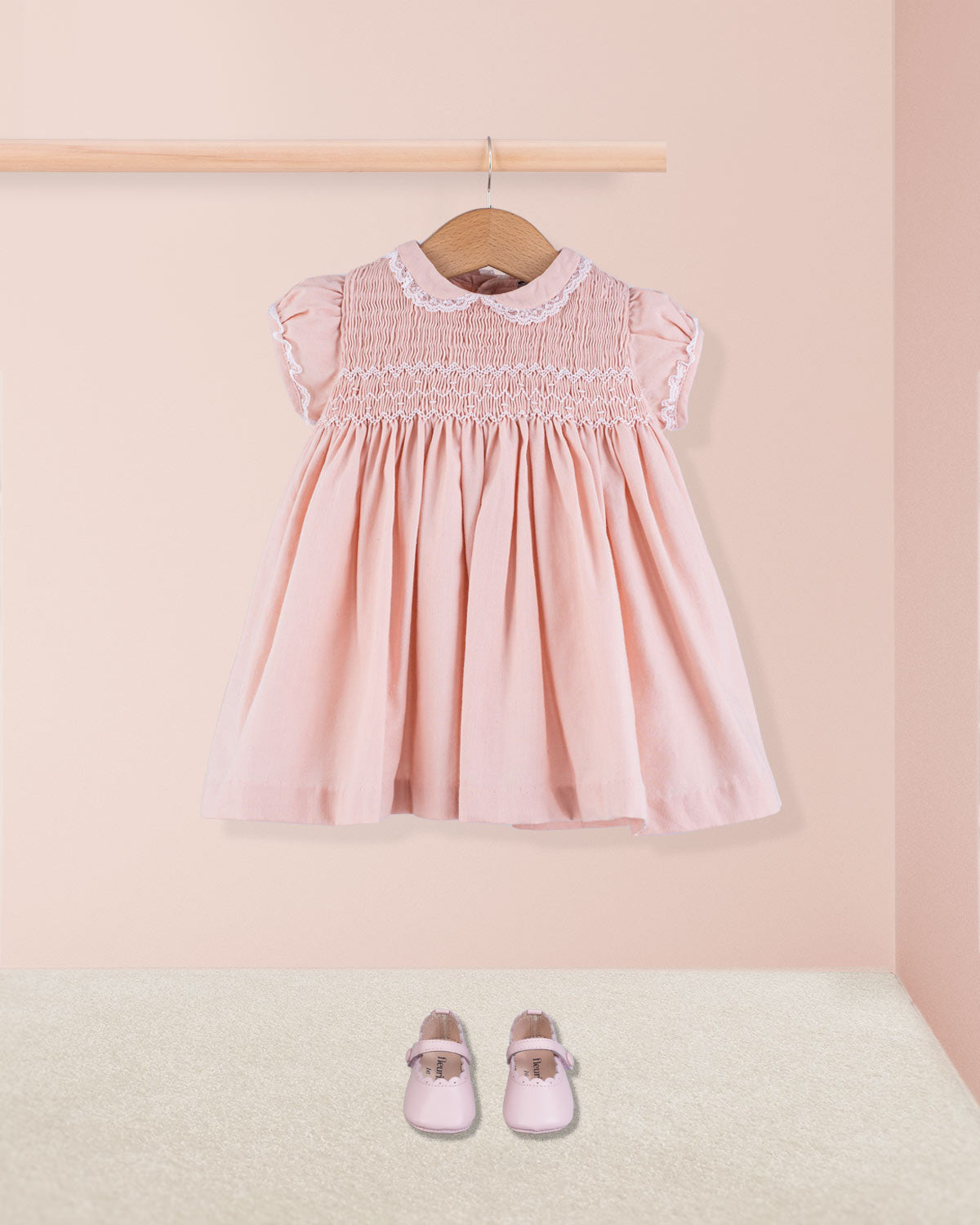 Bianca Italian Pink Flannel Smock - Baby Dress
