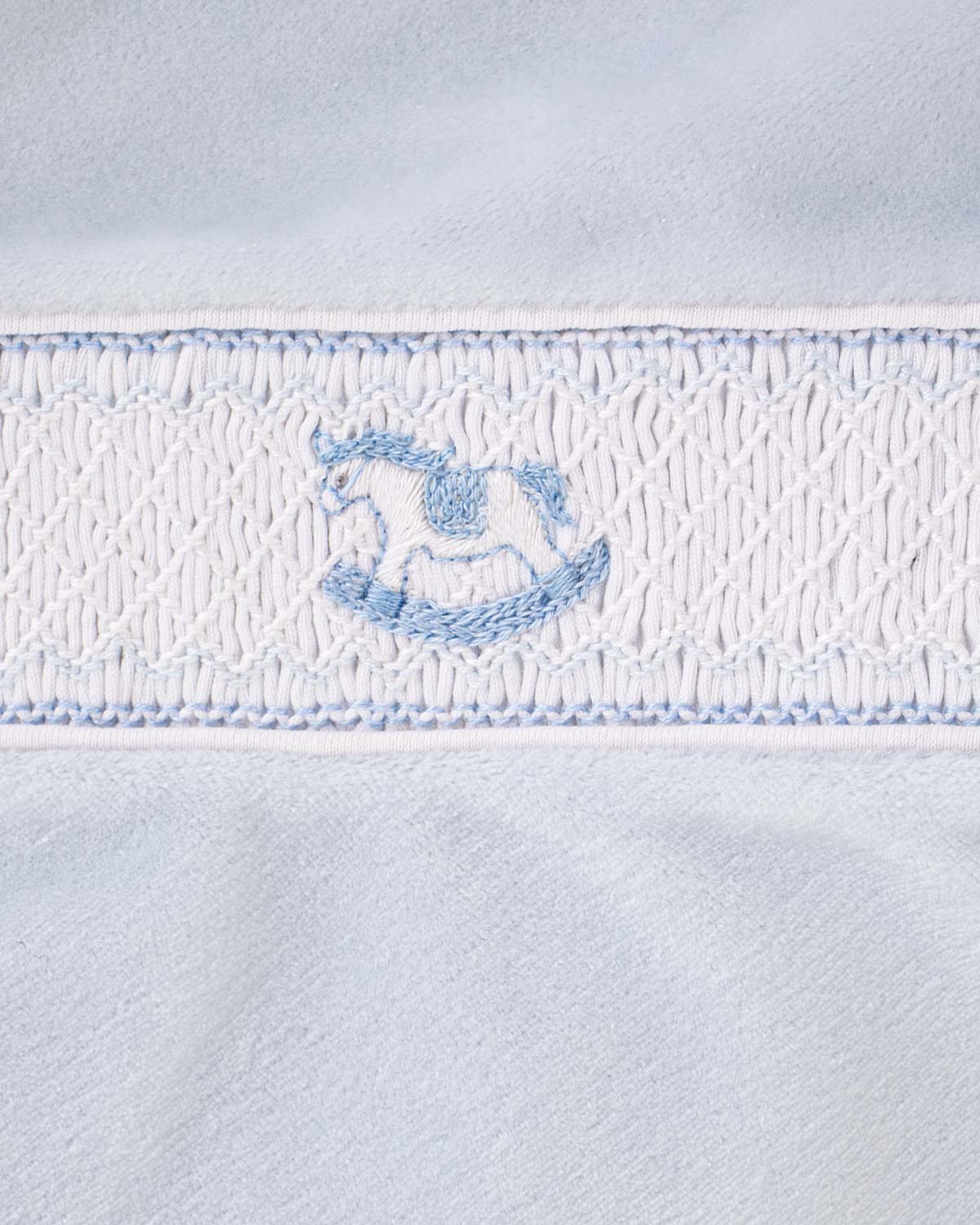 Pima Blue Velour Smocked Stretchie - Stretchie