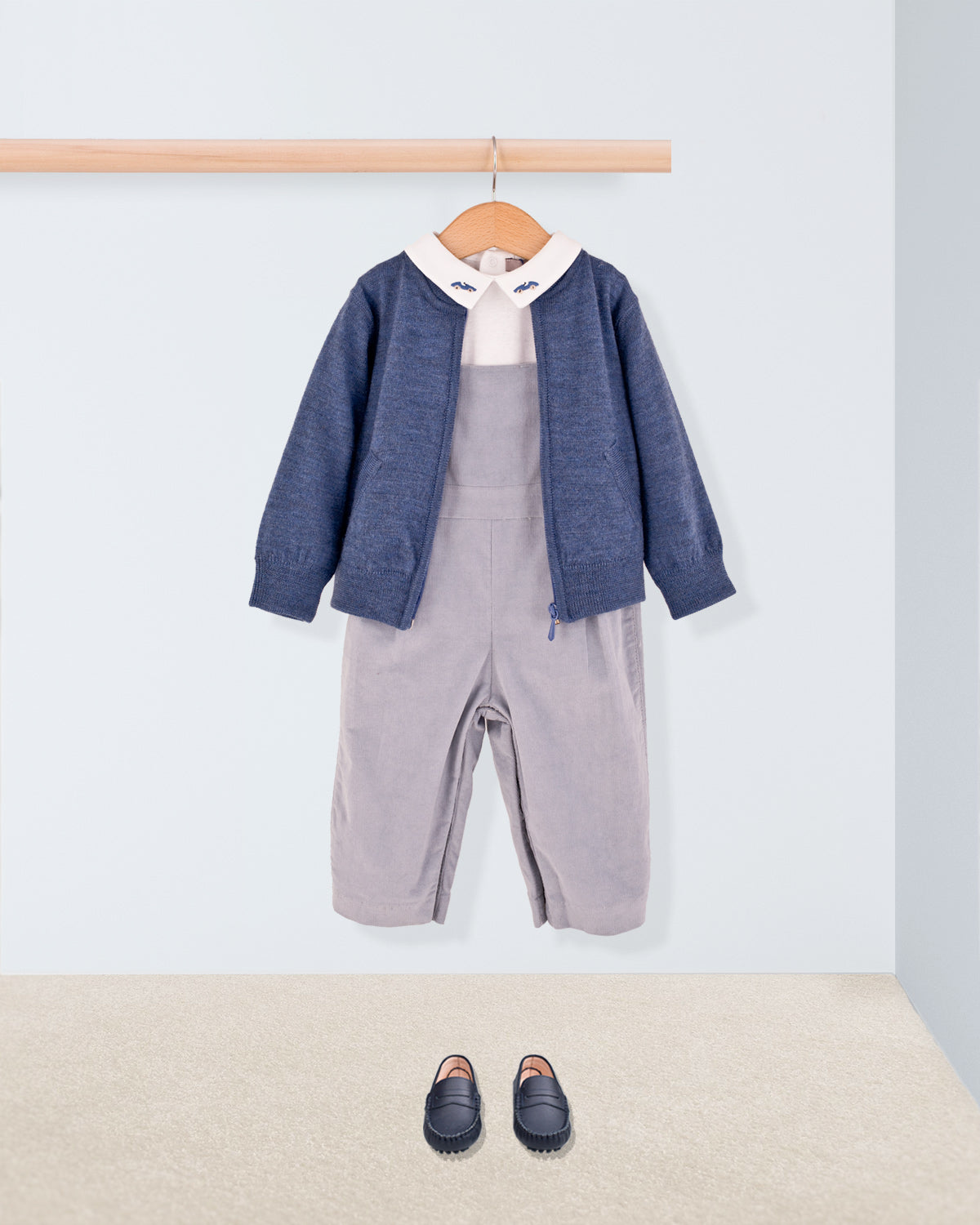 Bear French Blue Corduroy Overall - Romper