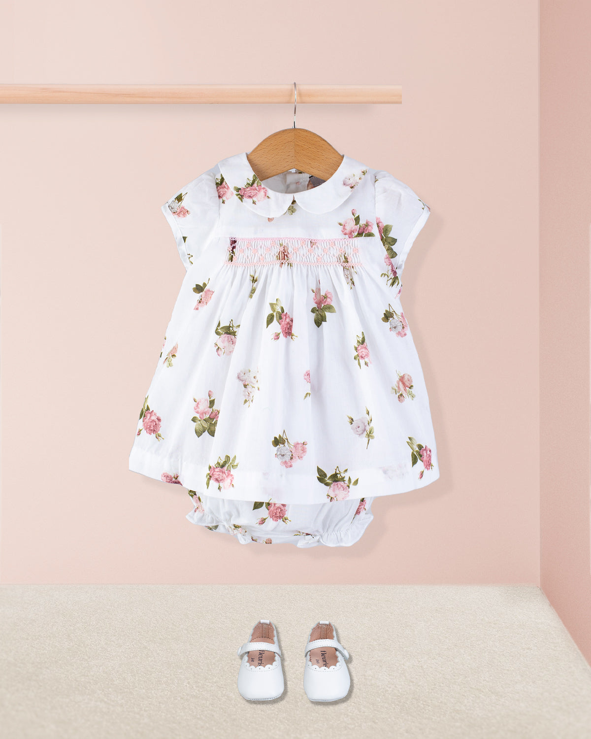 Baby Madeline Delicate Rose Dress and Diaper Cover - Baby Dress