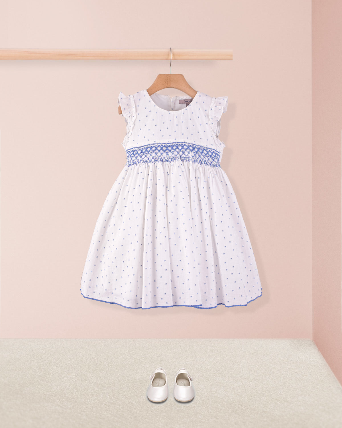 Bonnie French Blue Dots - Smocked Dress