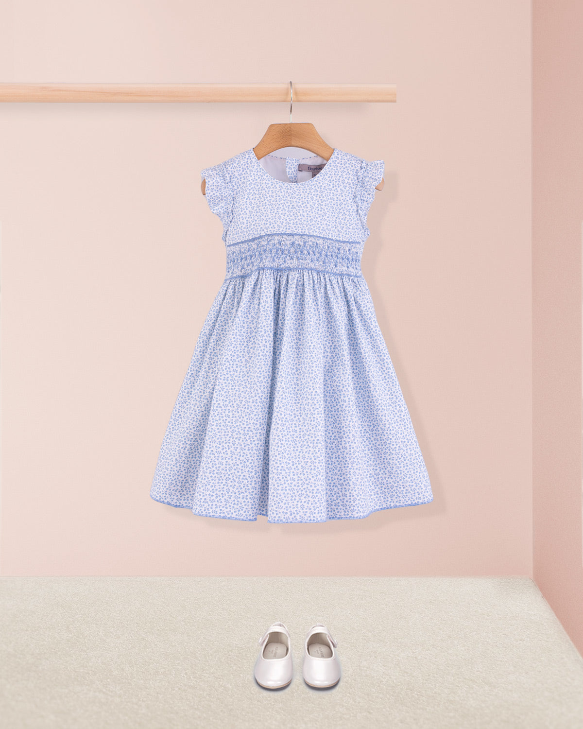 Bonnie French Blue Mini Floral Smock - Smocked Dress