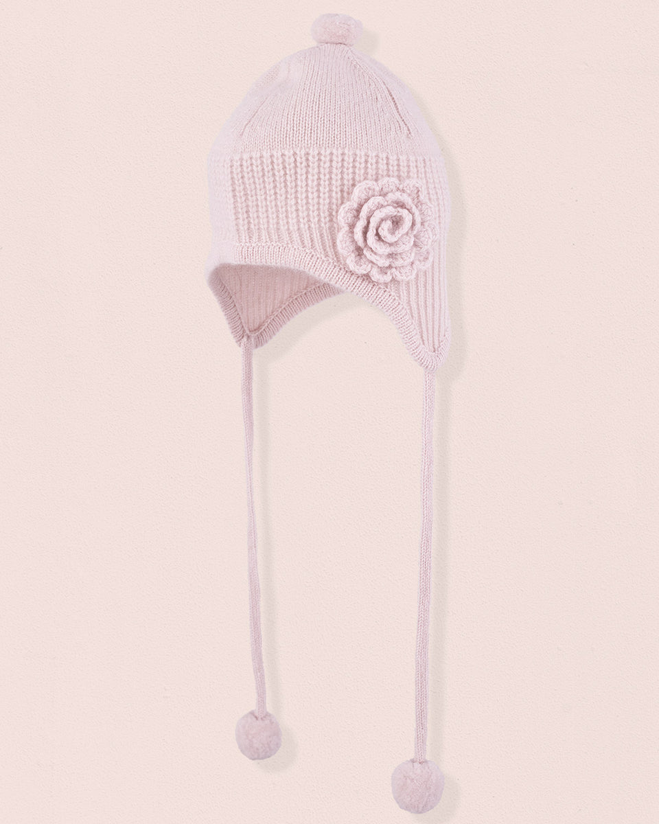 Cashmere Pink Flower Earflap Hat
