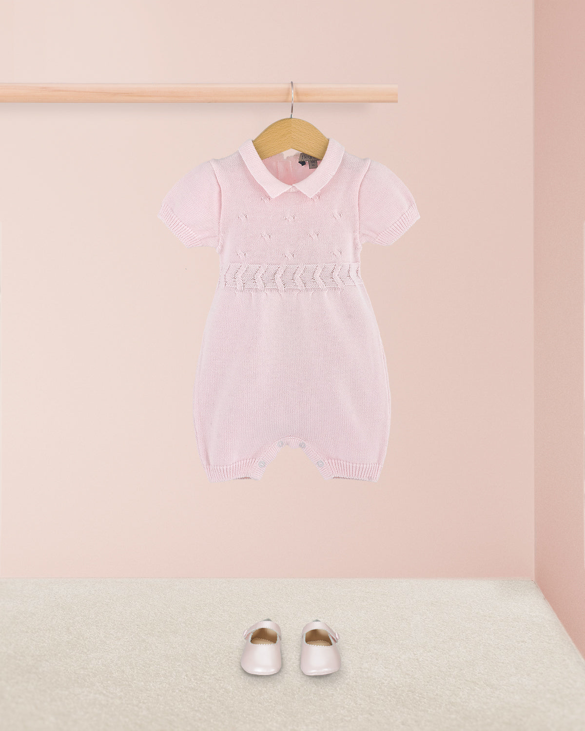 Cherie Pink Cotton Knit - Romper