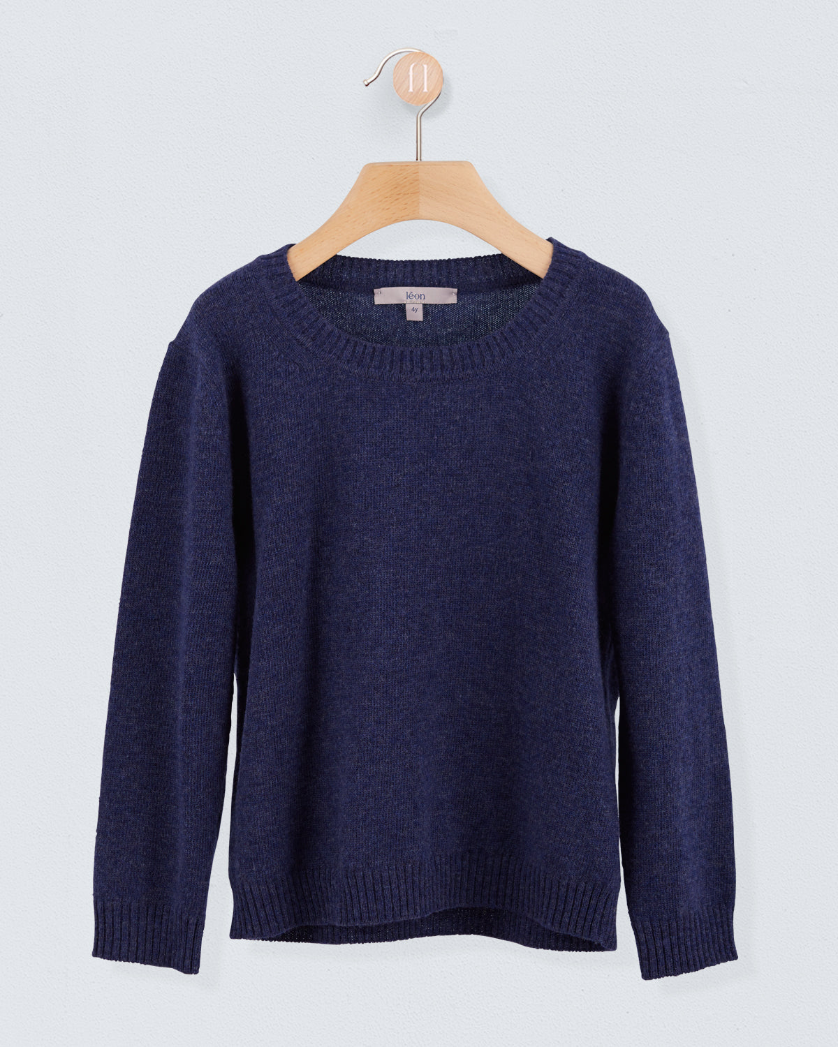 Crew Neck in Denim Mélange Wool - Sweater