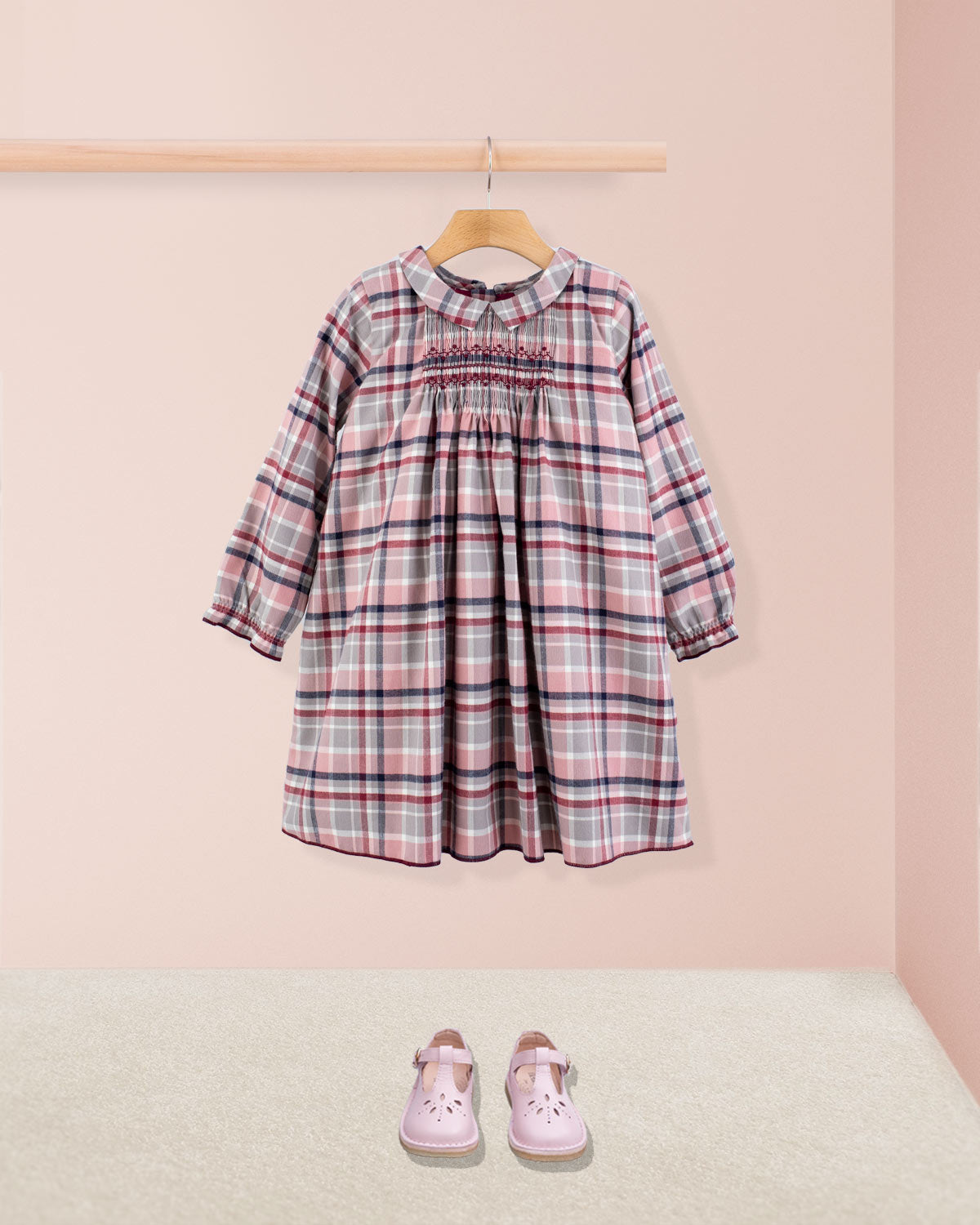 Elizabeth Italian Rose Plaid Flannel Dress - Dress
