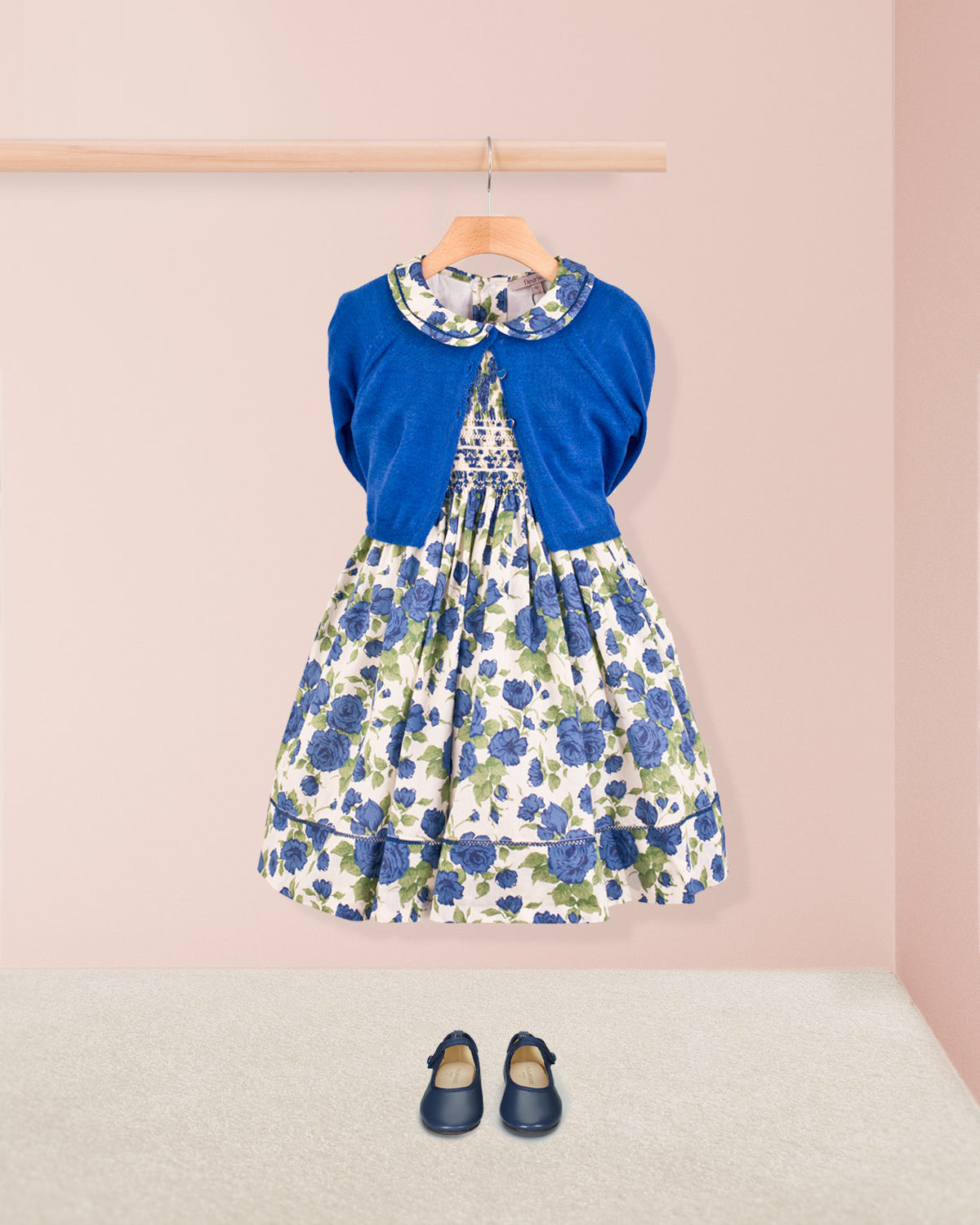 Emma Liberty Sapphire Rose Smock - Smocked Dress