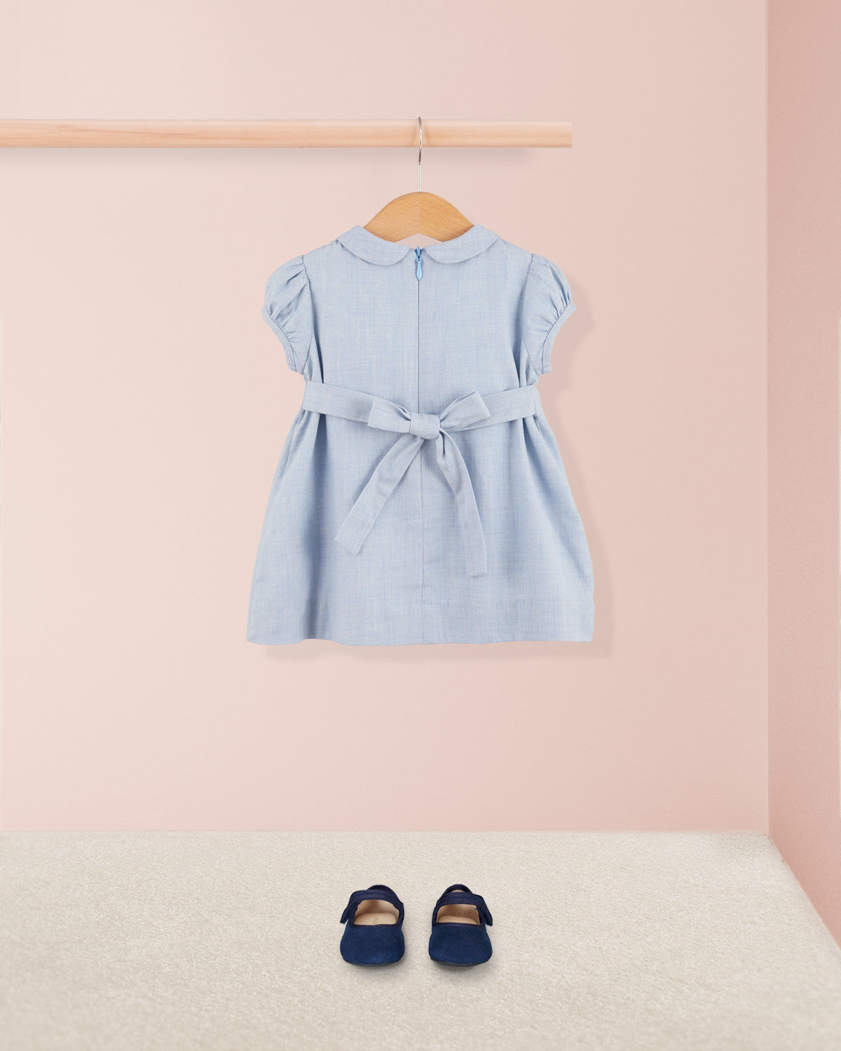 Baby Eveline Blue Flannel Dress - Baby Dress